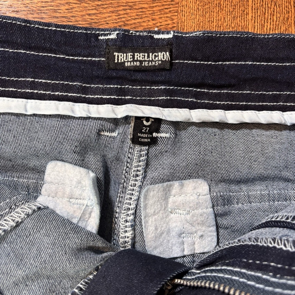 True Religion Demin Maxi Skirt Sz 27 (30) Y2K Cargo Grunge Streetwear Slit Dark - Picture 7 of 9